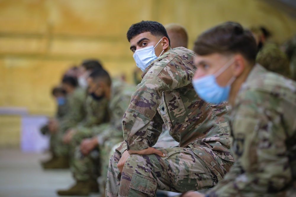 1st BCT Air Assault Soldiers provide COVID screening for 3rd BCT OPFOR