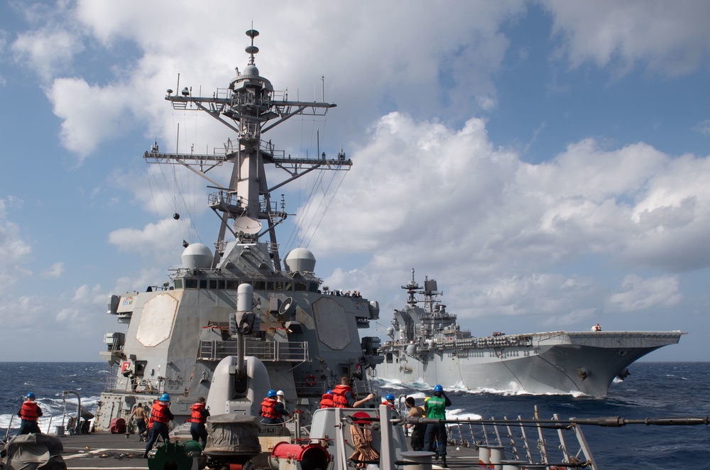 USS Barry Conducts a Connected Replinishment with USS America