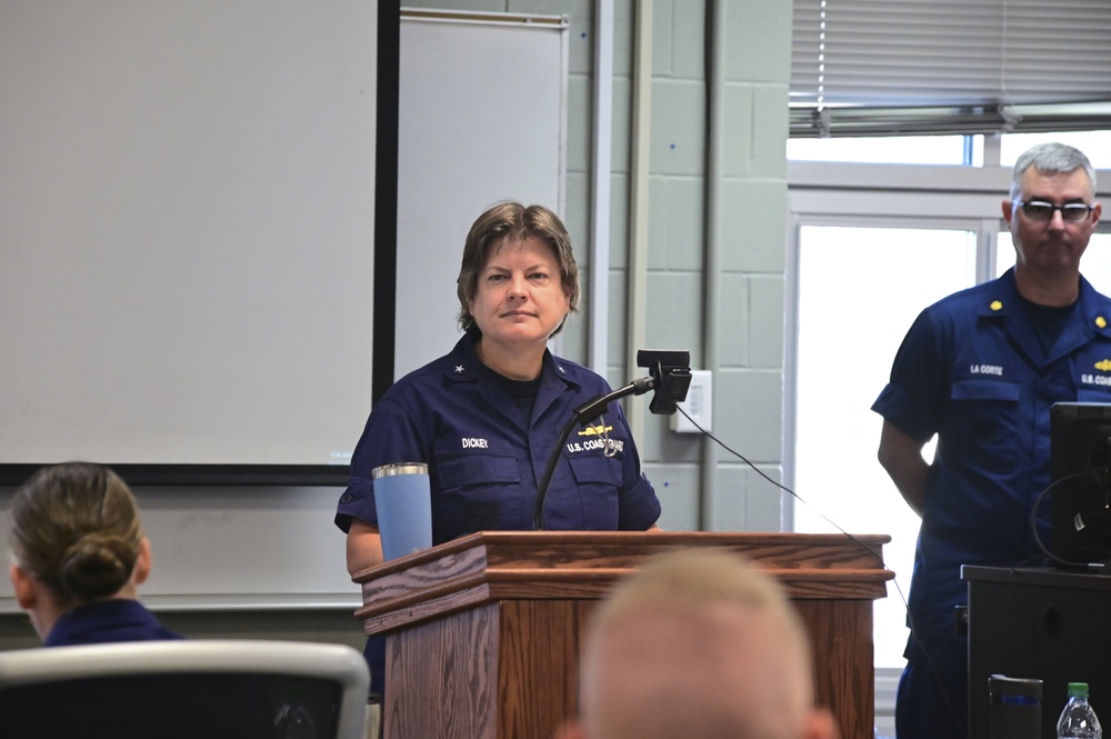 Coast Guard Fifth District Commander speaks at Sector North Carolina reserve all-hands meeting
