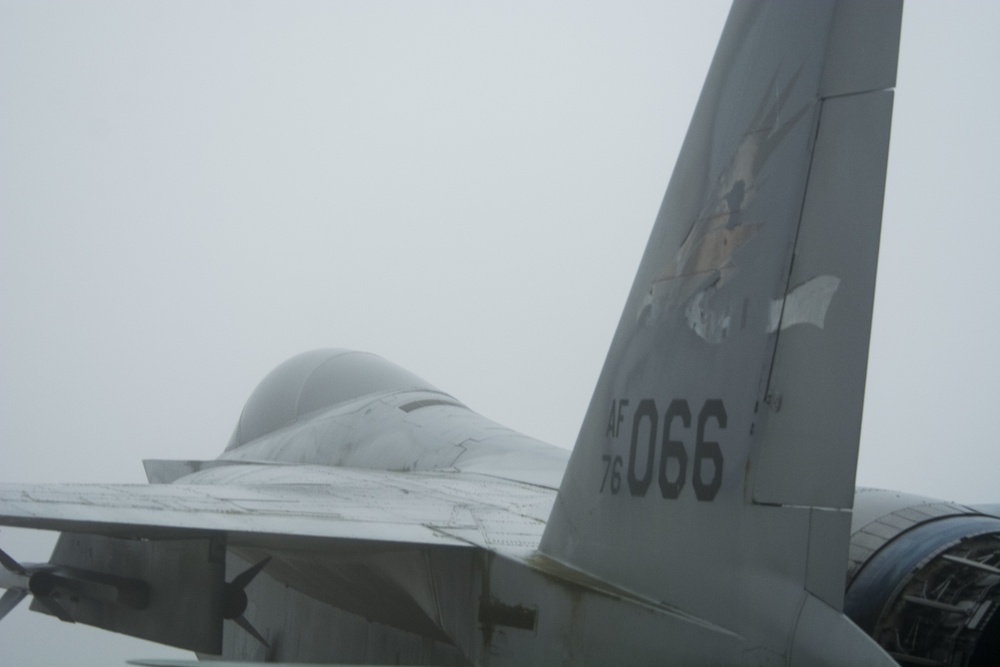 Smoke and fog blanket Portland Air National Guard Base