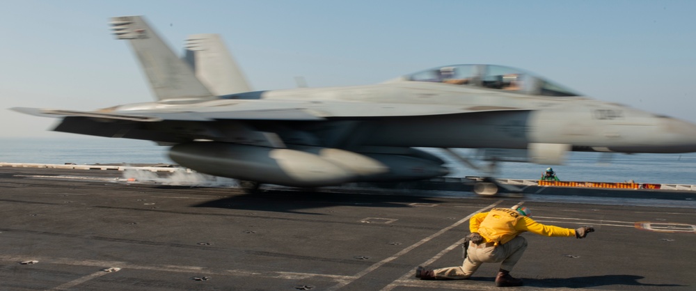 F/A-18 Super Hornet Launches from Flight Deck