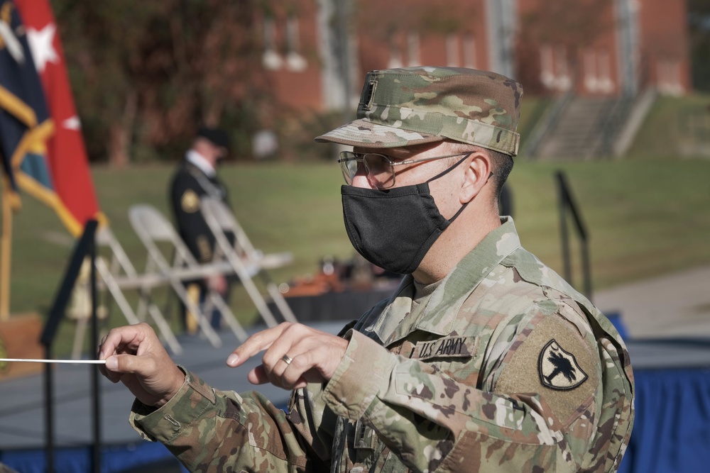 The South Carolina National Guard conducts a ceremony for the Palmetto Military Academy Officer Candidate School at McCrady Training Center