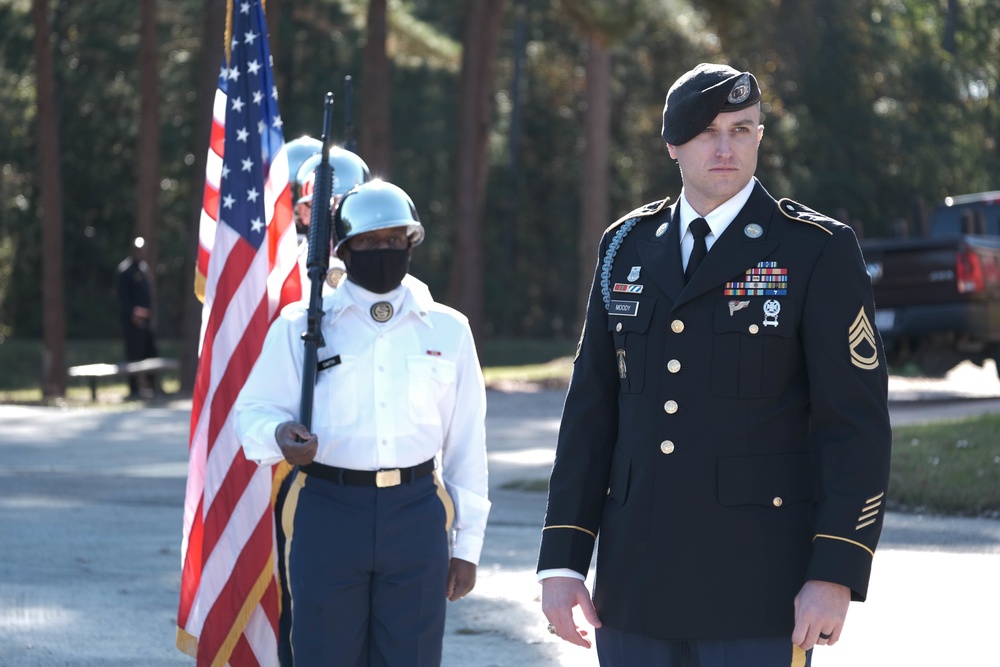 The South Carolina National Guard conducts a ceremony for the Palmetto Military Academy Officer Candidate School at McCrady Training Center