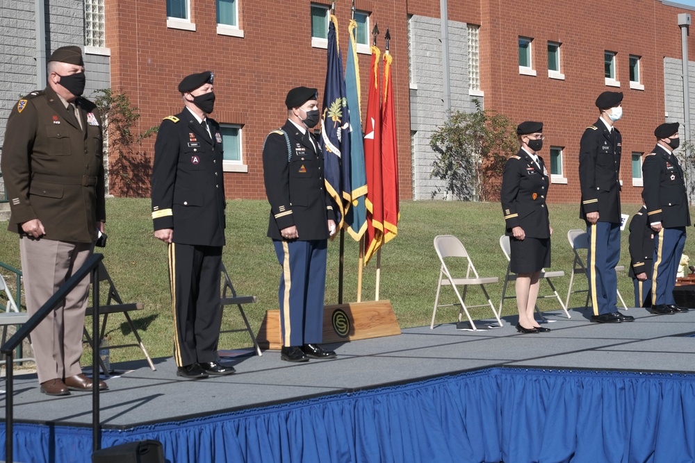 The South Carolina National Guard conducts a ceremony for the Palmetto Military Academy Officer Candidate School at McCrady Training Center