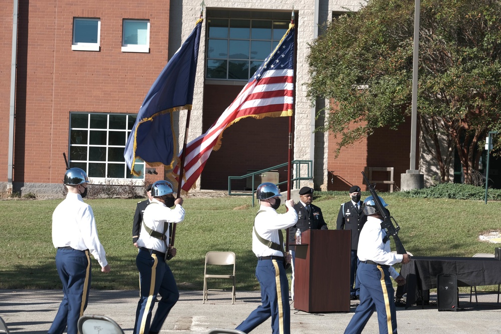 The South Carolina National Guard conducts a ceremony for the Palmetto Military Academy Officer Candidate School at McCrady Training Center