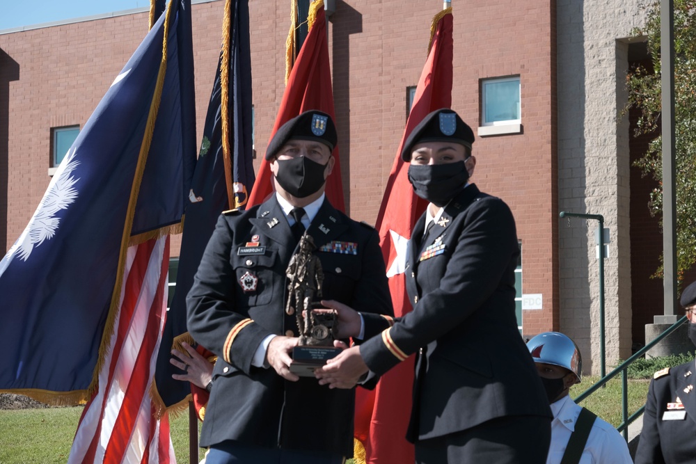 The South Carolina National Guard conducts a ceremony for the Palmetto Military Academy Officer Candidate School at McCrady Training Center