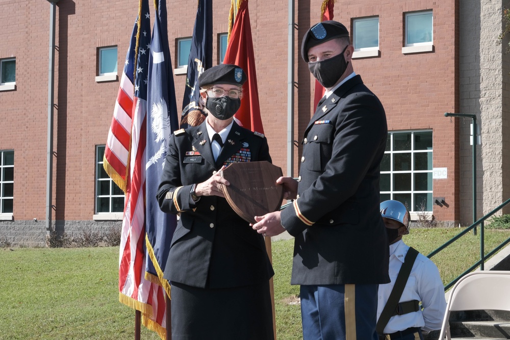 The South Carolina National Guard conducts a ceremony for the Palmetto Military Academy Officer Candidate School at McCrady Training Center