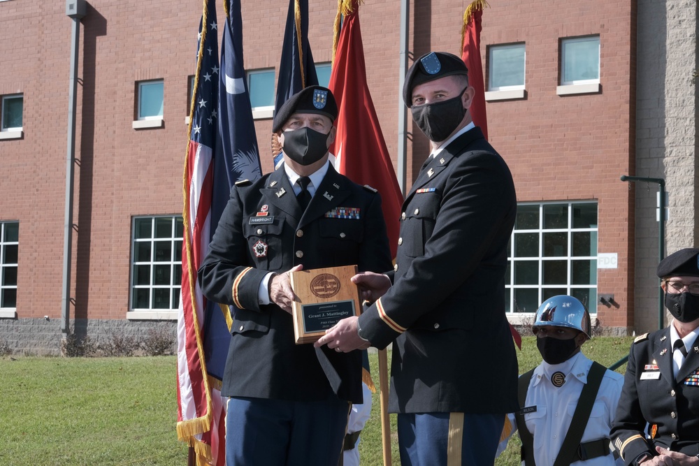 The South Carolina National Guard conducts a ceremony for the Palmetto Military Academy Officer Candidate School at McCrady Training Center