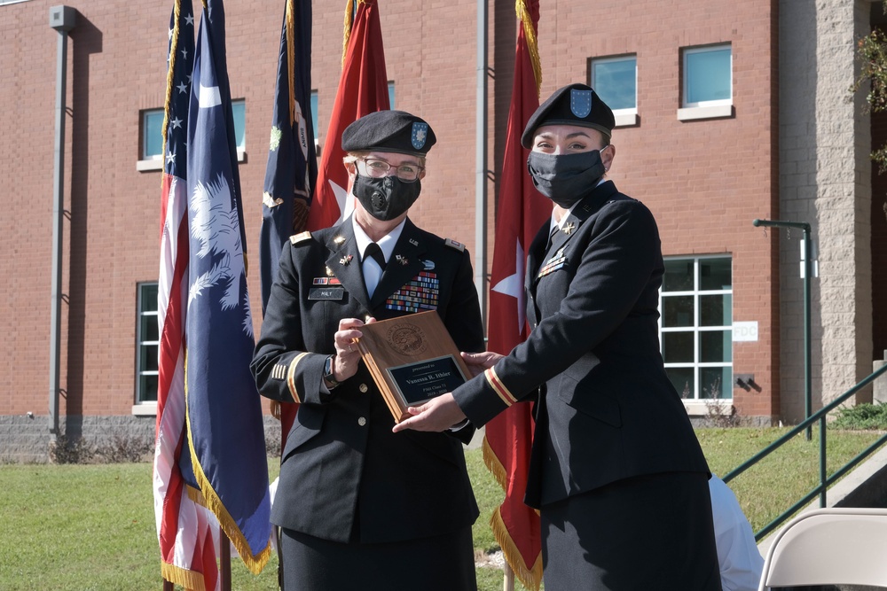 The South Carolina National Guard conducts a ceremony for the Palmetto Military Academy Officer Candidate School at McCrady Training Center