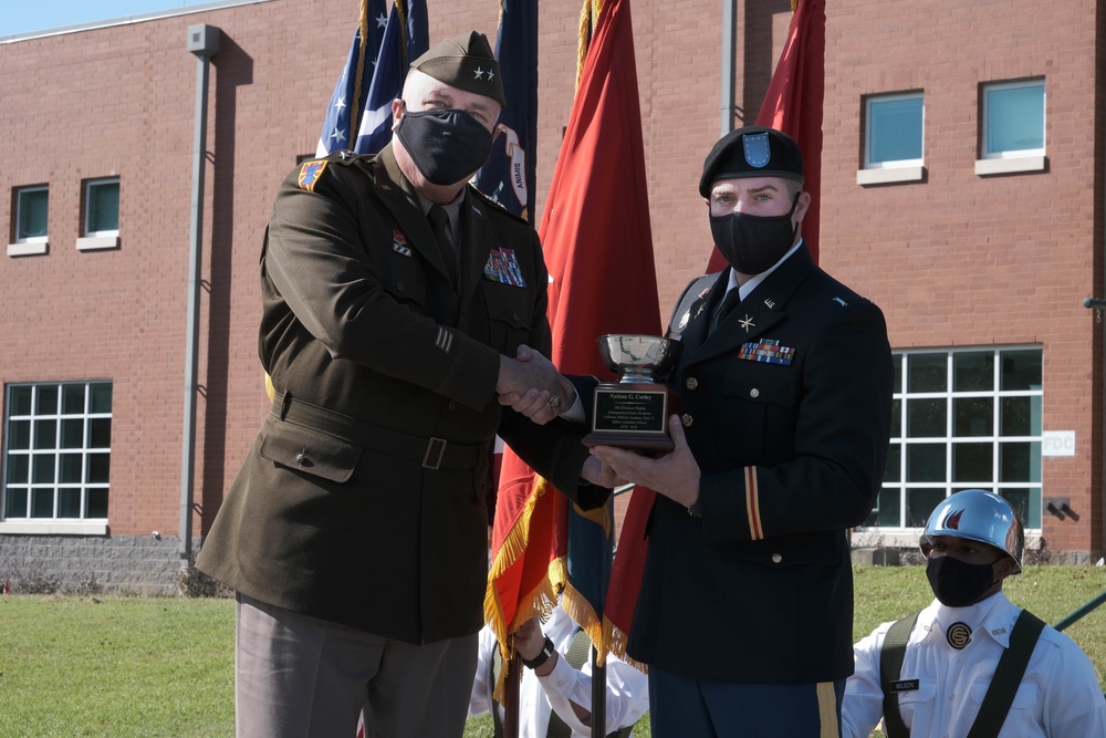 The South Carolina National Guard conducts a ceremony for the Palmetto Military Academy Officer Candidate School at McCrady Training Center