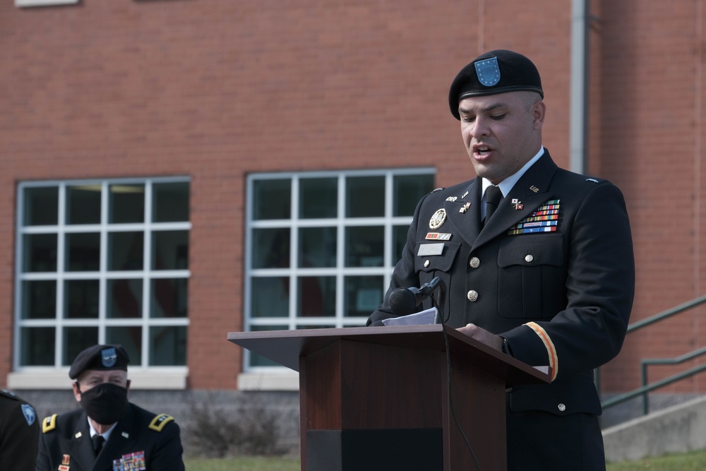 The South Carolina National Guard conducts a ceremony for the Palmetto Military Academy Officer Candidate School at McCrady Training Center