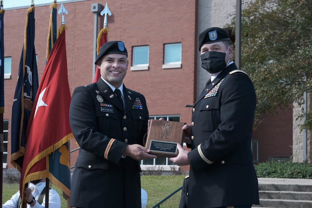 The South Carolina National Guard conducts a ceremony for the Palmetto Military Academy Officer Candidate School at McCrady Training Center