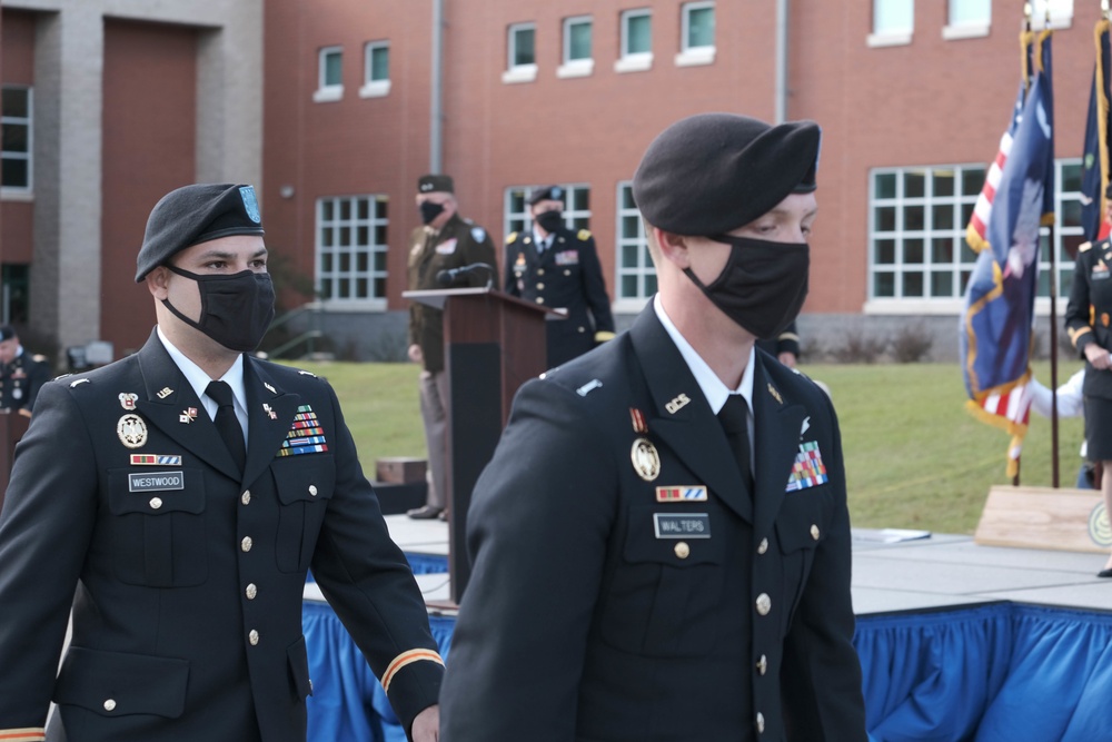 The South Carolina National Guard conducts a ceremony for the Palmetto Military Academy Officer Candidate School at McCrady Training Center