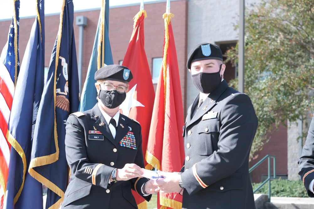 The South Carolina National Guard conducts a ceremony for the Palmetto Military Academy Officer Candidate School at McCrady Training Center