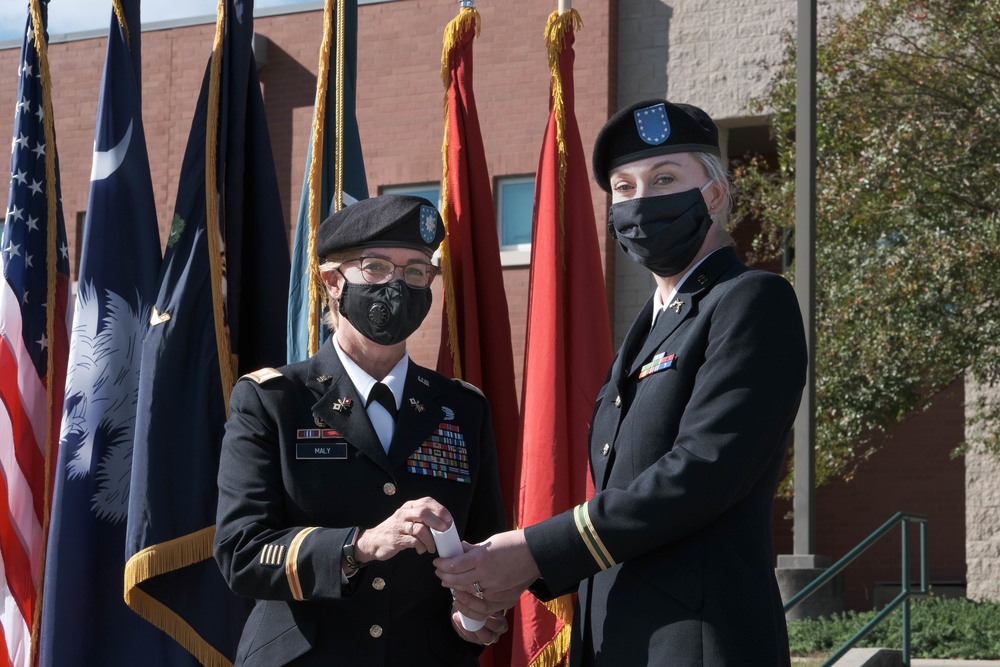 The South Carolina National Guard conducts a ceremony for the Palmetto Military Academy Officer Candidate School at McCrady Training Center