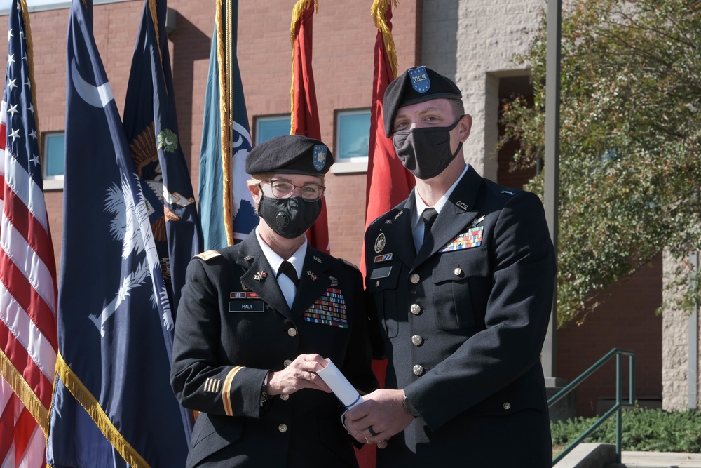 The South Carolina National Guard conducts a ceremony for the Palmetto Military Academy Officer Candidate School at McCrady Training Center