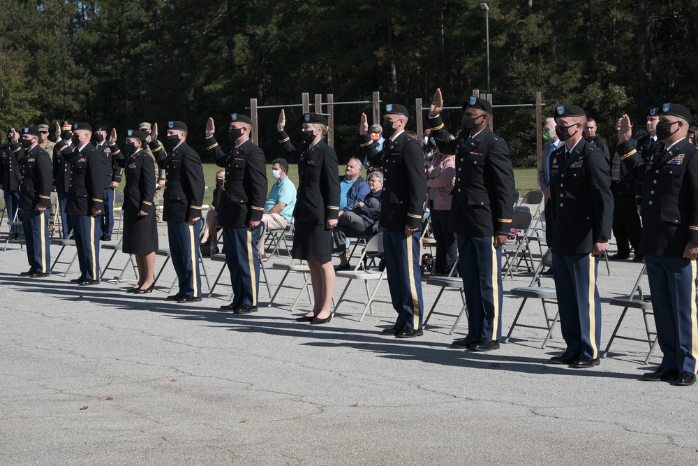 The South Carolina National Guard conducts a ceremony for the Palmetto Military Academy Officer Candidate School at McCrady Training Center