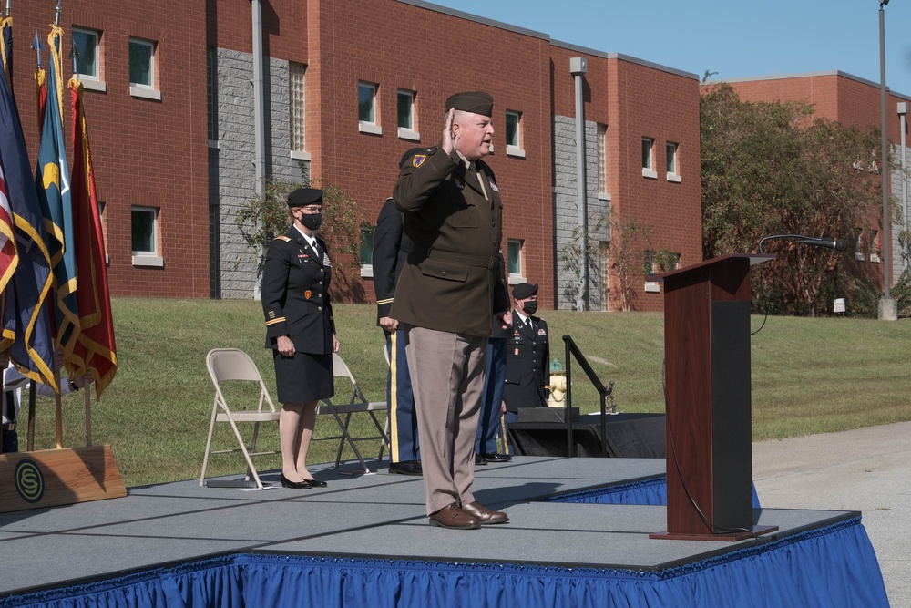 The South Carolina National Guard conducts a ceremony for the Palmetto Military Academy Officer Candidate School at McCrady Training Center