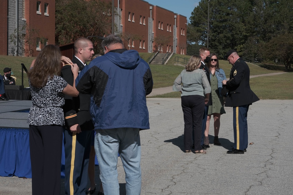 The South Carolina National Guard conducts a ceremony for the Palmetto Military Academy Officer Candidate School at McCrady Training Center