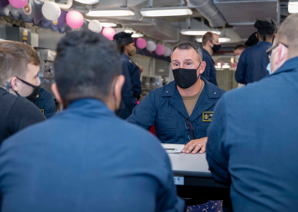 Commander, Naval Surface and Mine Warfighting Development Center Rear Adm. Scott Robertson tours Iwo Jima