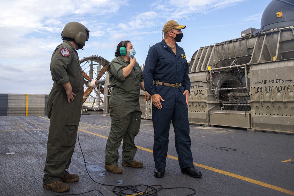 Commander, Naval Surface and Mine Warfighting Development Center Rear Adm. Scott Robertson tours Iwo Jima
