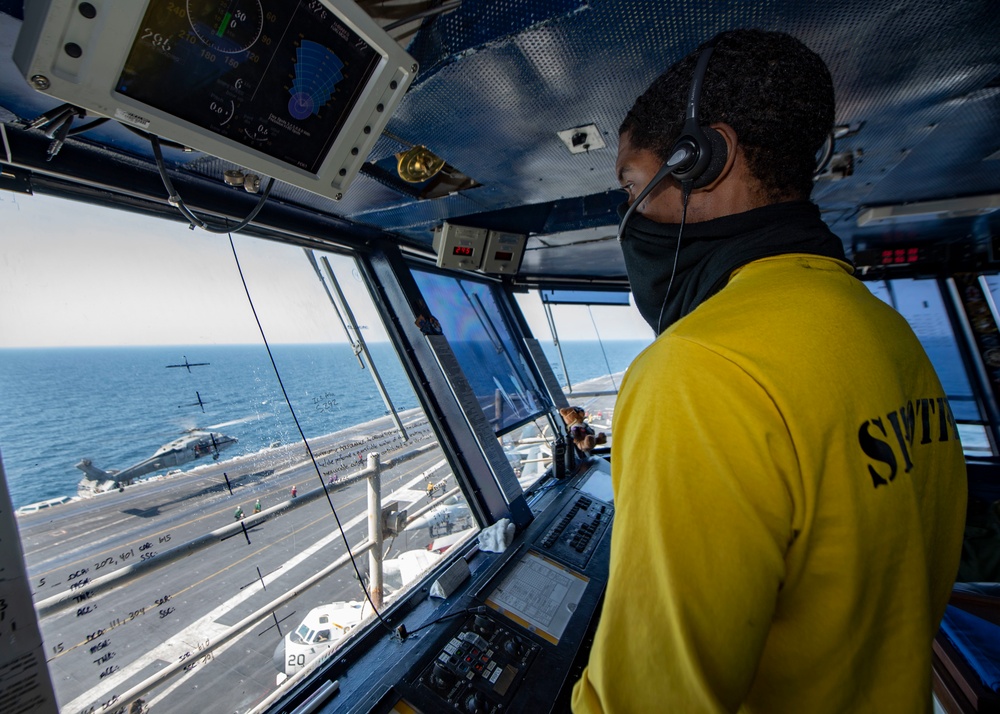 Sailor Directs Helicopter Landing