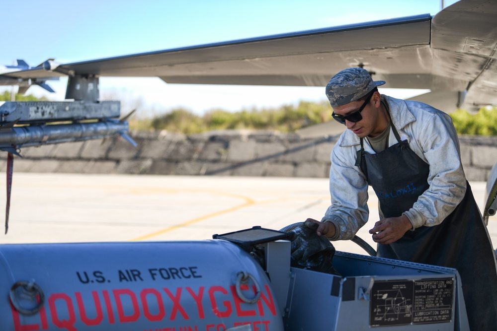Airmen from 31st AMXS service LOX during NATO eAP