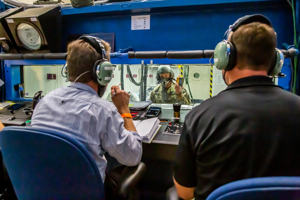 The U.S. Army Aeromedical Research Laboratory’s (USAARL) Enroute Care Group (ECG) and the U.S. Army Aviation School of Medicine (USASAM) preforms altitude testing on patient isolation units.