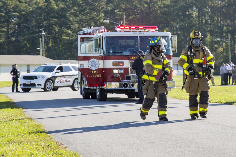 Marine Corps Base Camp Lejeune and the Jacksonville Fire Department conduct chemical, biological, radiological, nuclear, and explosive training