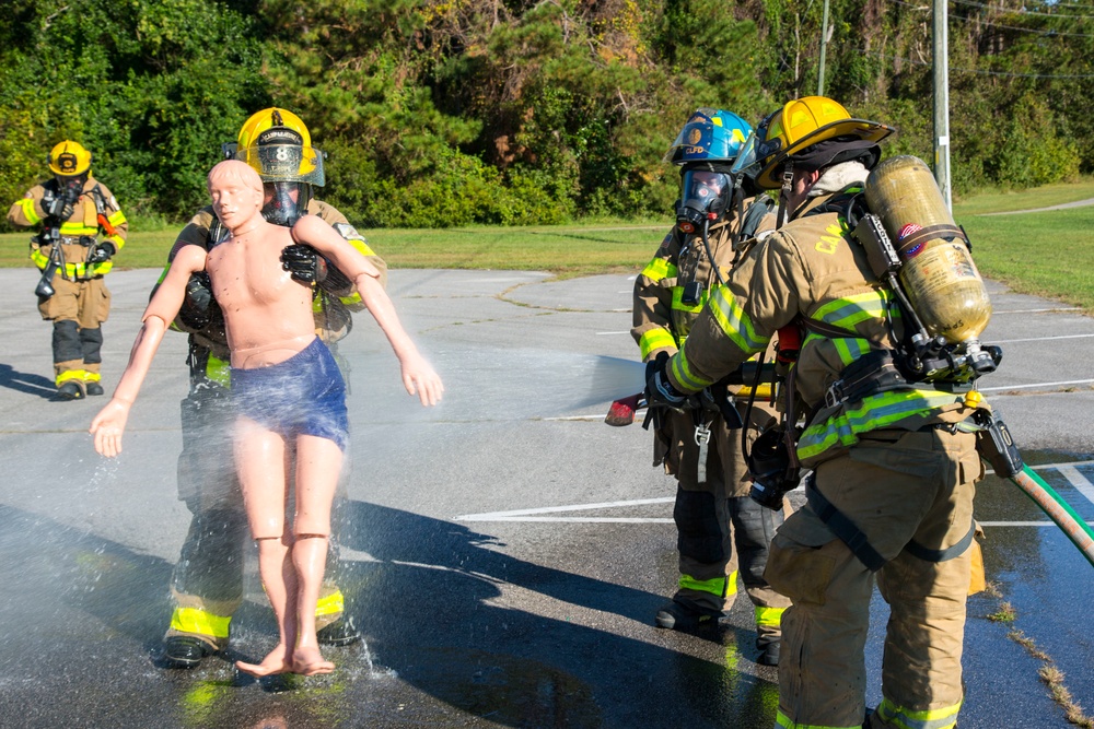 Marine Corps Base Camp Lejeune and the Jacksonville Fire Department conduct chemical, biological, radiological, nuclear, and explosive training