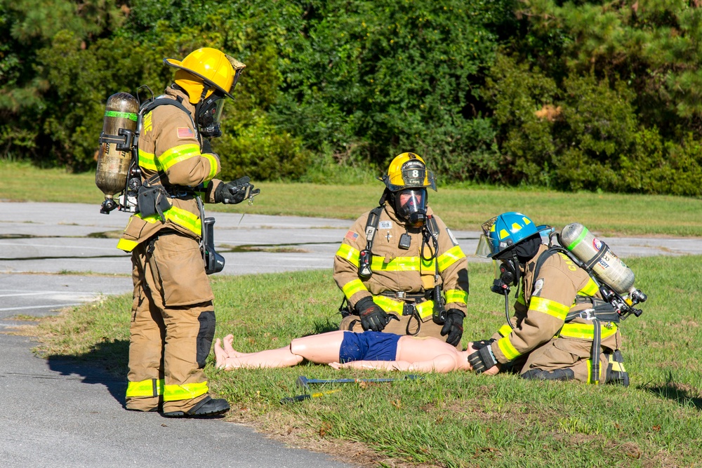 Marine Corps Base Camp Lejeune and the Jacksonville Fire Department conduct chemical, biological, radiological, nuclear, and explosive training