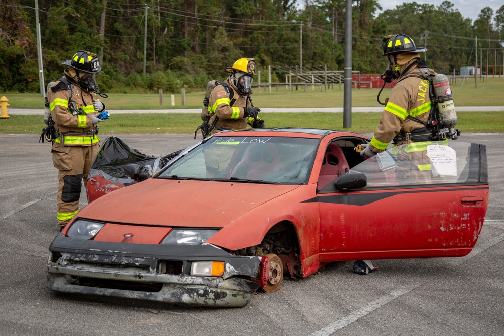 Marine Corps Base Camp Lejeune and the Jacksonville Fire Department conduct chemical, biological, radiological, nuclear, and explosive training