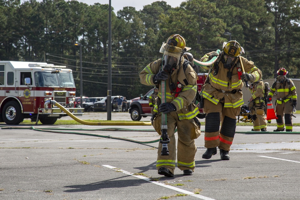 Marine Corps Base Camp Lejeune and the Jacksonville Fire Department conduct chemical, biological, radiological, nuclear, and explosive training