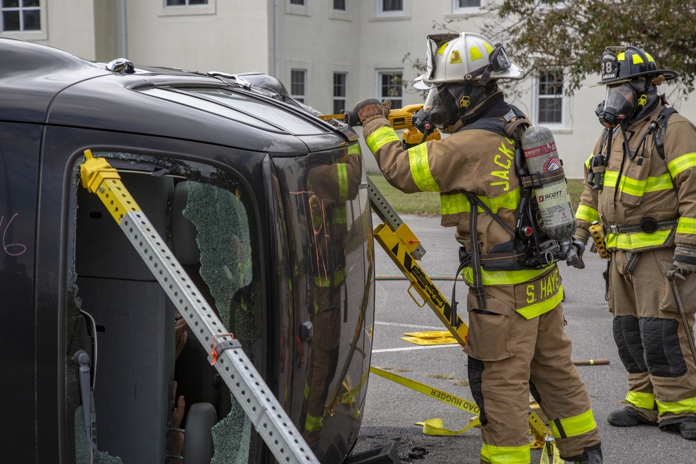 Marine Corps Base Camp Lejeune and the Jacksonville Fire Department conduct chemical, biological, radiological, nuclear, and explosive training