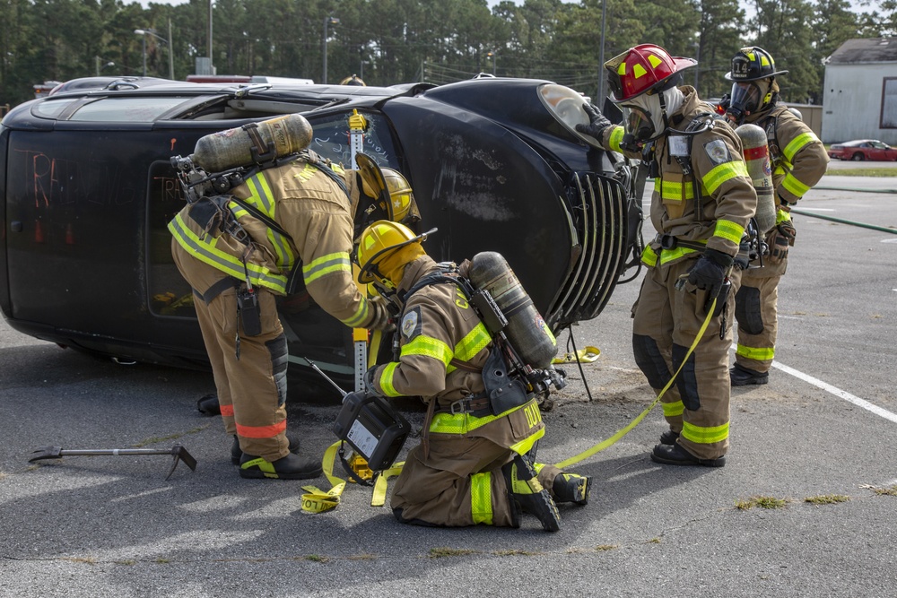 Marine Corps Base Camp Lejeune and the Jacksonville Fire Department conduct chemical, biological, radiological, nuclear, and explosive training