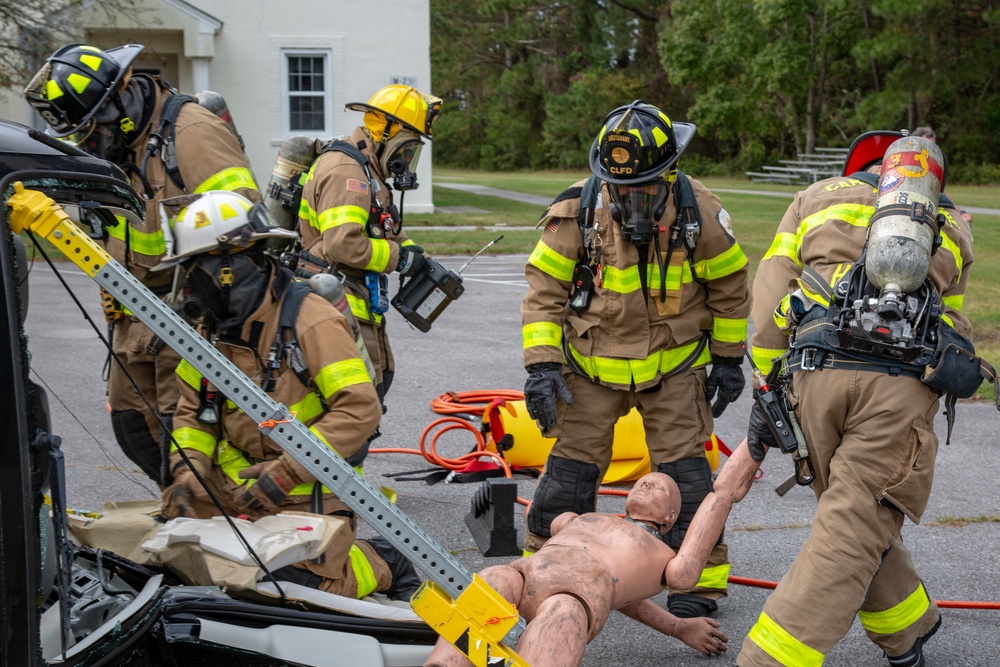 Marine Corps Base Camp Lejeune and the Jacksonville Fire Department conduct chemical, biological, radiological, nuclear, and explosive training