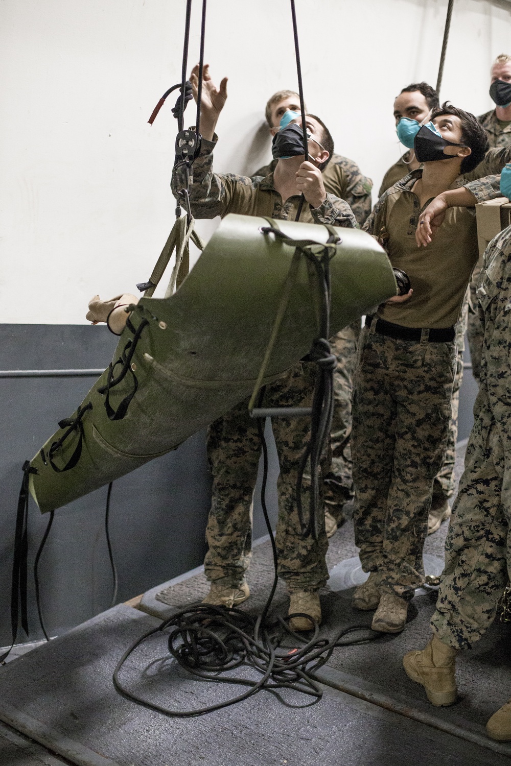 15th MEU All-Domain Reconnaissance Detachment conducts casualty evacuation training aboard USS Makin Island