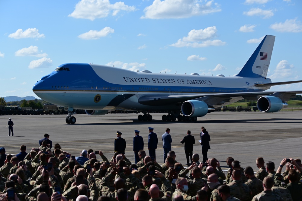 President Donald Trump arrives in Nashville for presidential debate