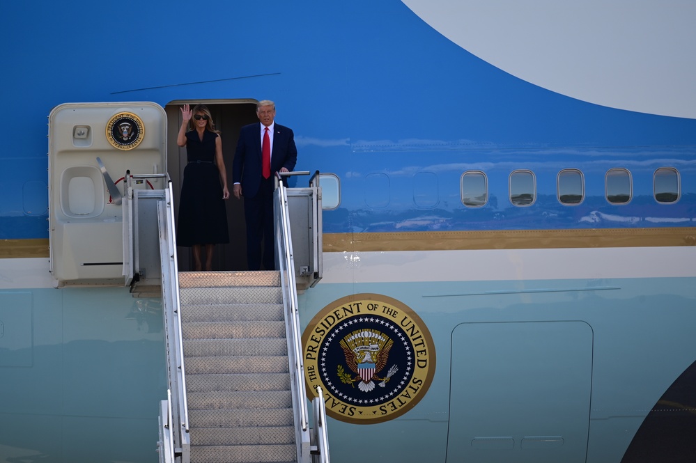 President Donald Trump arrives in Nashville for presidential debate