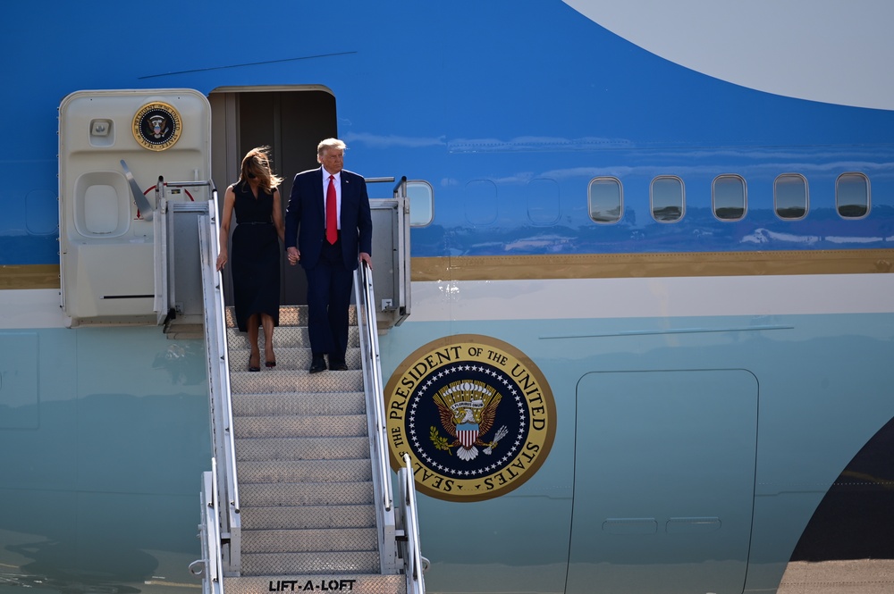 President Donald Trump arrives in Nashville for presidential debate