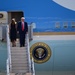 President Donald Trump arrives in Nashville for presidential debate