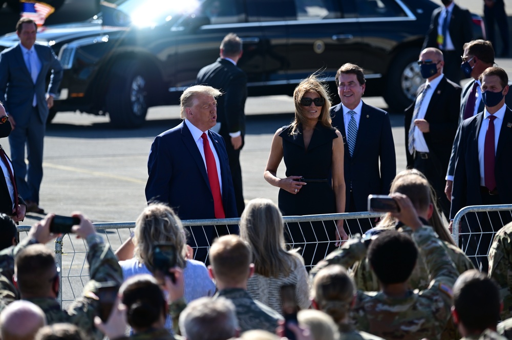 President Donald Trump arrives in Nashville for presidential debate