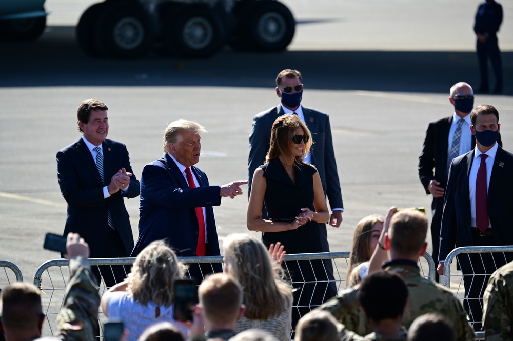 President Donald Trump arrives in Nashville for presidential debate