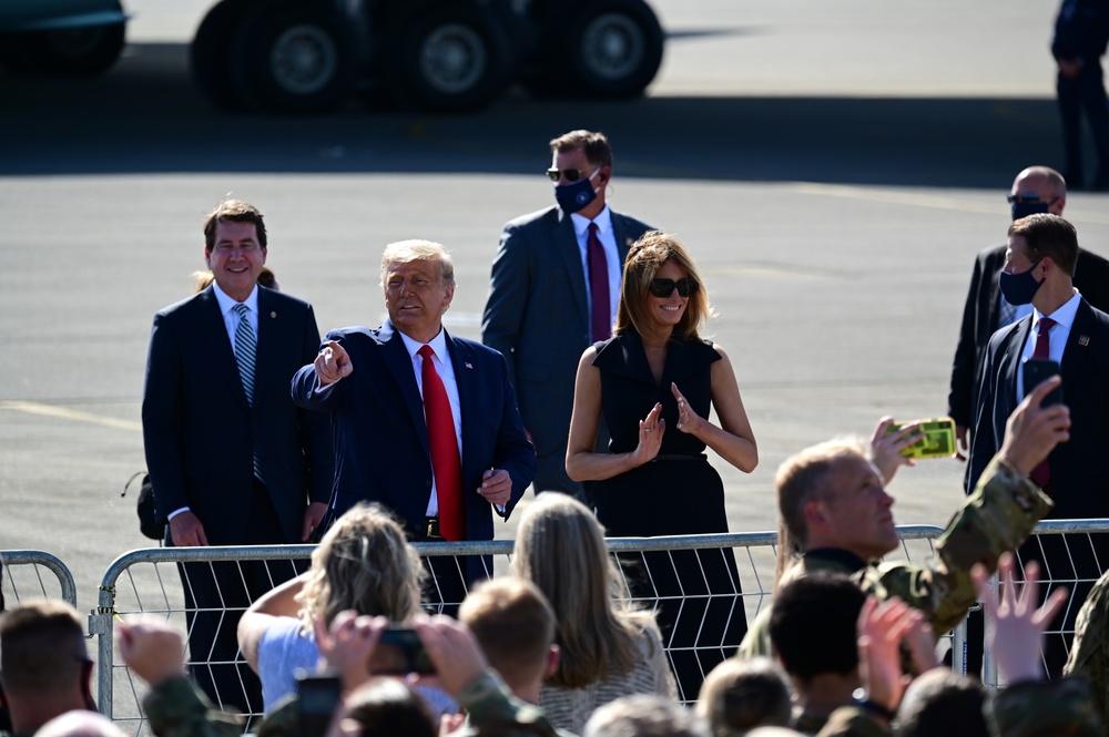 President Donald Trump arrives in Nashville for presidential debate