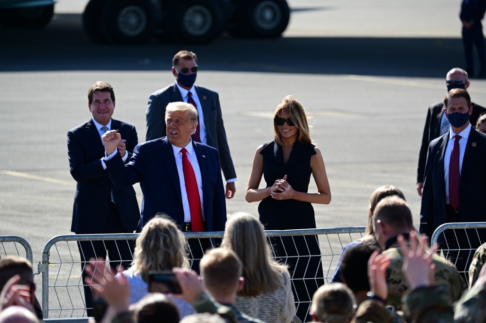 President Donald Trump arrives in Nashville for presidential debate