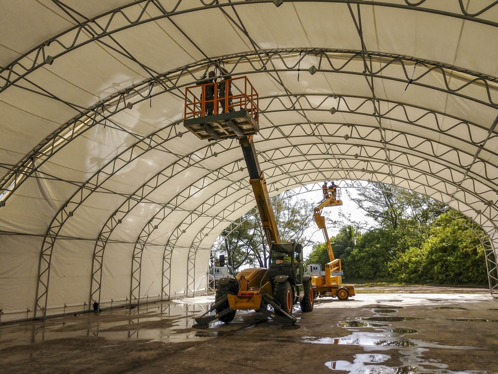 Seabees Construct Diego Garcia Tension Fabric Structure