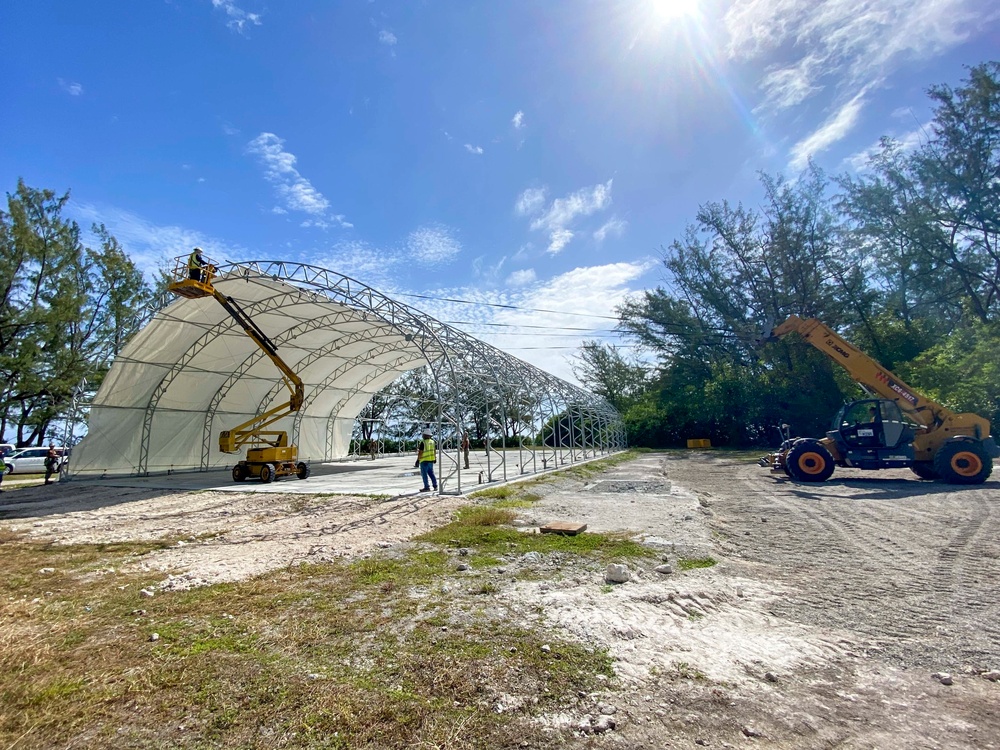 Seabees Construct Diego Garcia Tension Fabric Structure
