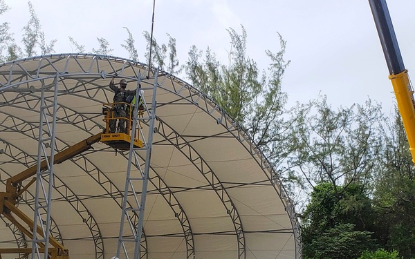 Seabees Construct Diego Garcia Tension Fabric Structure