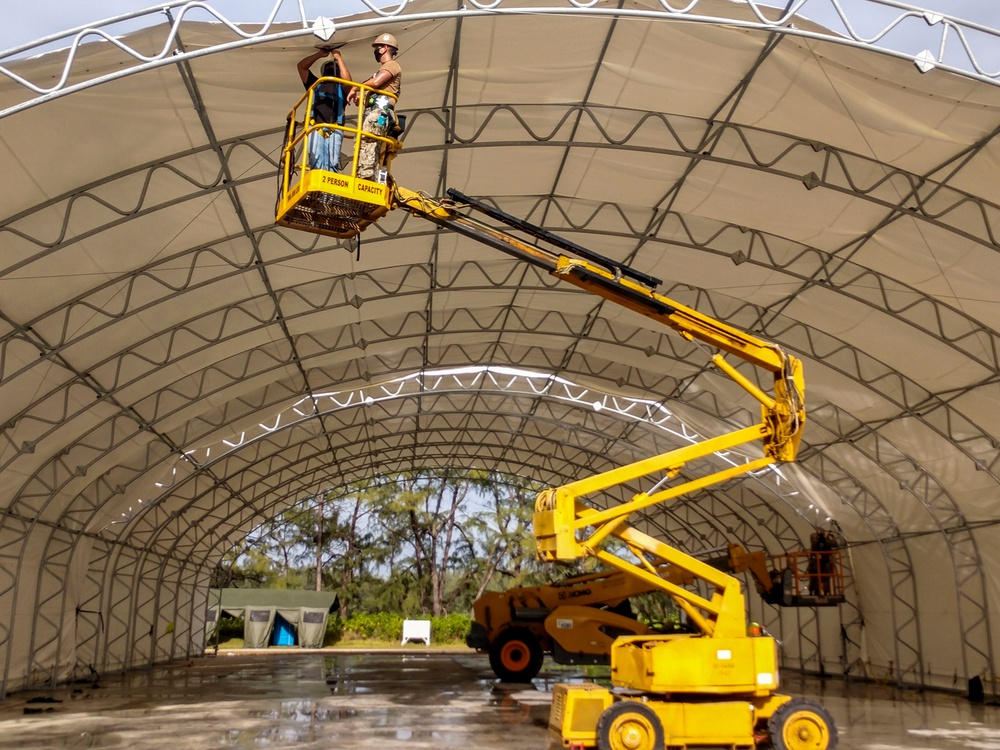 Seabees Construct Diego Garcia Tension Fabric Structure