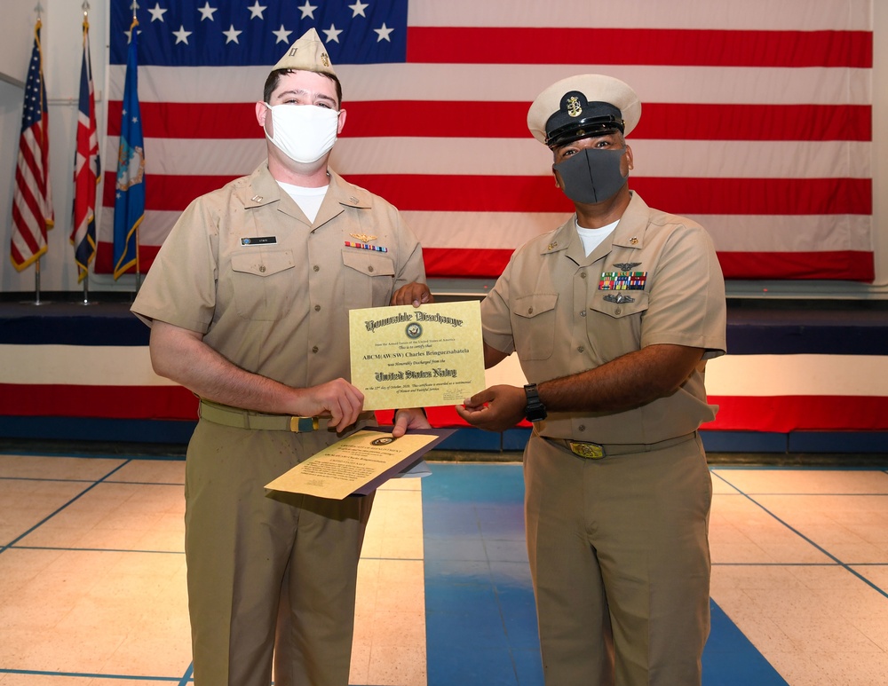 Master Chief Aviation Boatswain’s Mate (handling) Charles Bringuez Reenlistment Ceremony